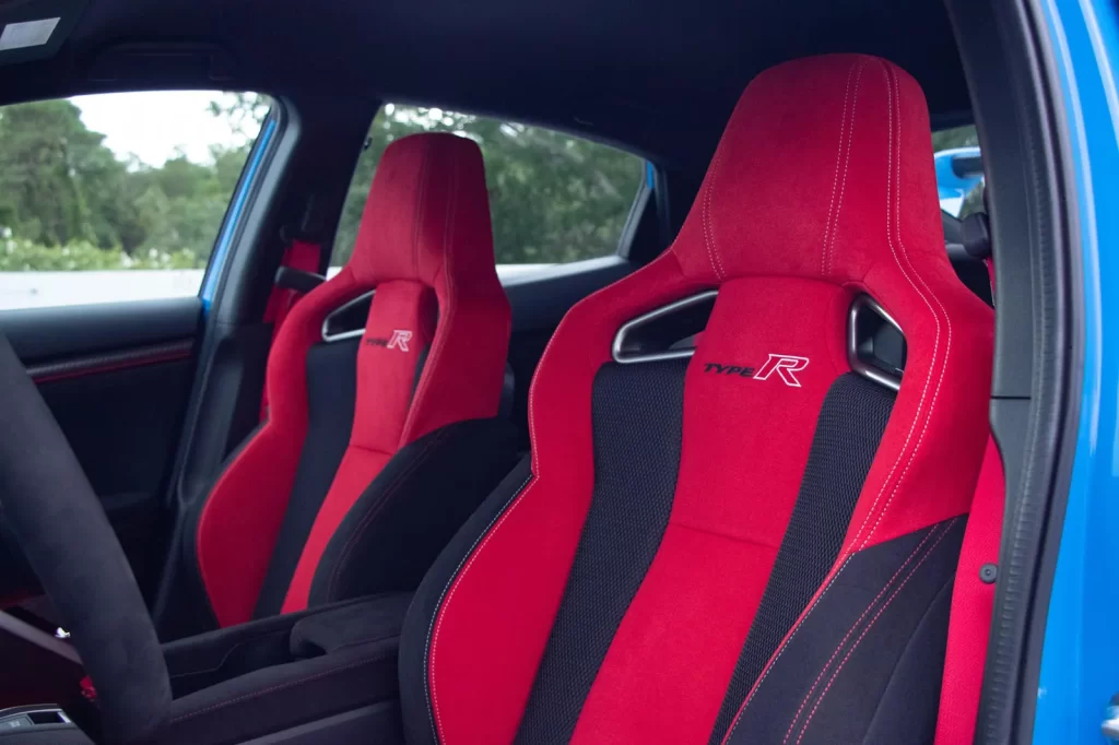 white car with red interior