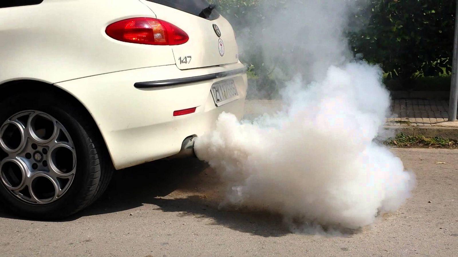 white smoke from exhaust after sitting idle a few minutes